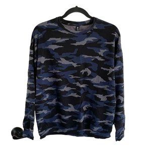 Athleta Sz XS Navy Army Print Pullover Long Sleeve Sweater Top